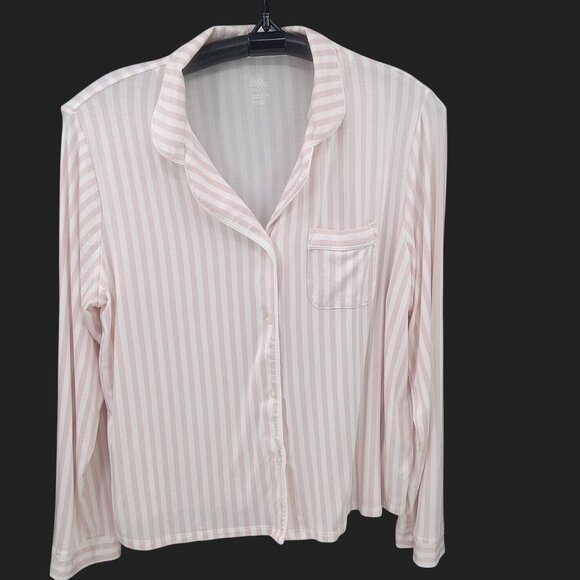 Stars Above Womens Pink Striped Pajamas Size XXL Button Front New Soft Knit Jers - Picture 3 of 10